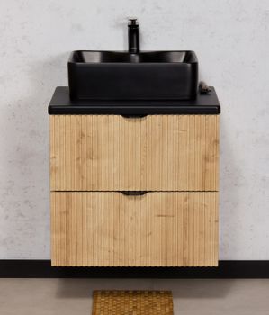 BERTA 60cm natur eik farge skap med benkeplate og servant