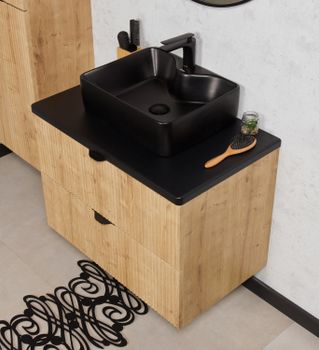 BERTA 80cm natur eik farge skap med benkeplate og servant