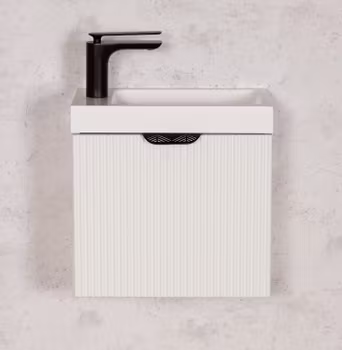 OPUS 40cm hvit skap med servant og svart håndtak
