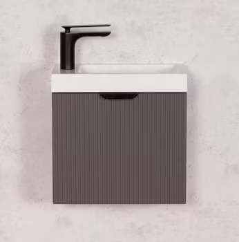 OPUS 40cm grått skap med servant og svart håndtak