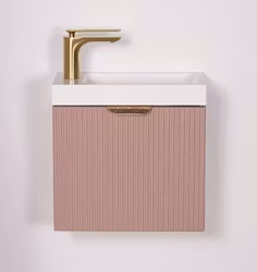 OPUS 40cm rosa skap med servant og gull håndtak