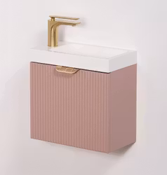 OPUS 40cm rosa skap med servant og gull håndtak