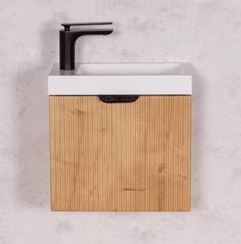OPUS 40cm natur eik farge skap med servant og svart håndtak
