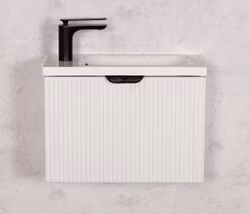 OPUS 50cm hvit skap med servant og svart håndtak