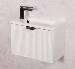 OPUS 50cm hvit skap med servant og svart håndtak