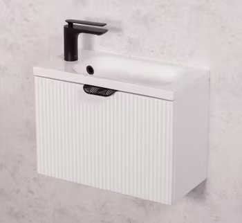 OPUS 50cm hvit skap med servant og svart håndtak