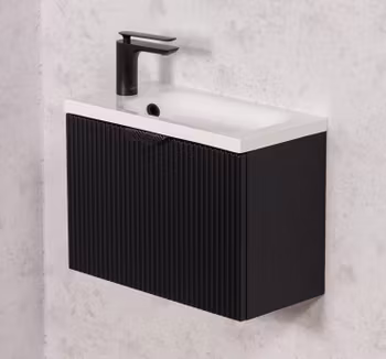 OPUS 50cm svart skap med servant og svart håndtak
