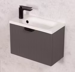 OPUS 50cm grått skap med servant og svart håndtak