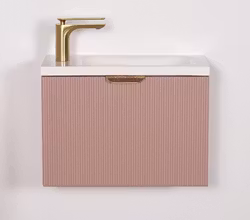 OPUS 50cm rosa skap med servant og gull håndtak