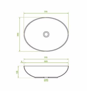VITA OVAL, svart, 51cm