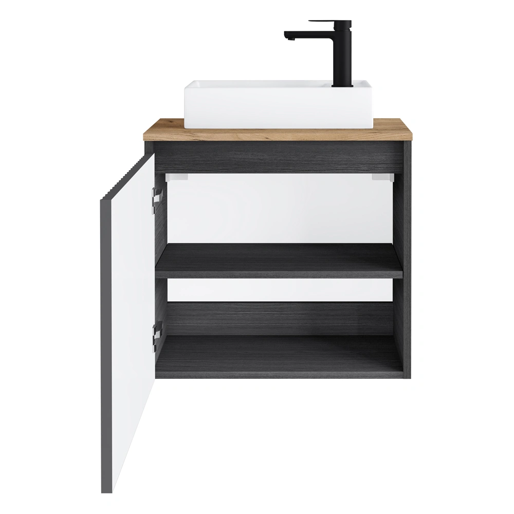 HEIDI 56cm (560 x 550 x 300 mm) svartbrun baderomsskap med servant