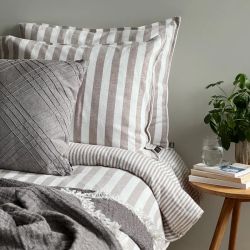Funäsdalen påslakan flanell 2-del brun/offwhite