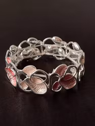 Armband rosa/silver blomma