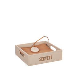 Trälåda Servett med sten, sand