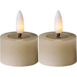Värmeljus 2-pack batteri med timer beige