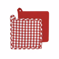 Bella Grytlapp 2-pack, Mörkröd/Beige
