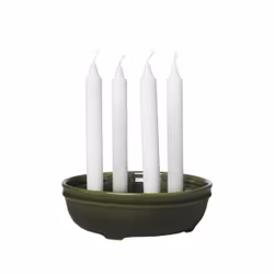 Ljusskål 4 ljus glaserad mörkgrön