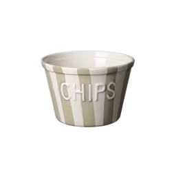 Chipsskål, Sage m vit text Stripes