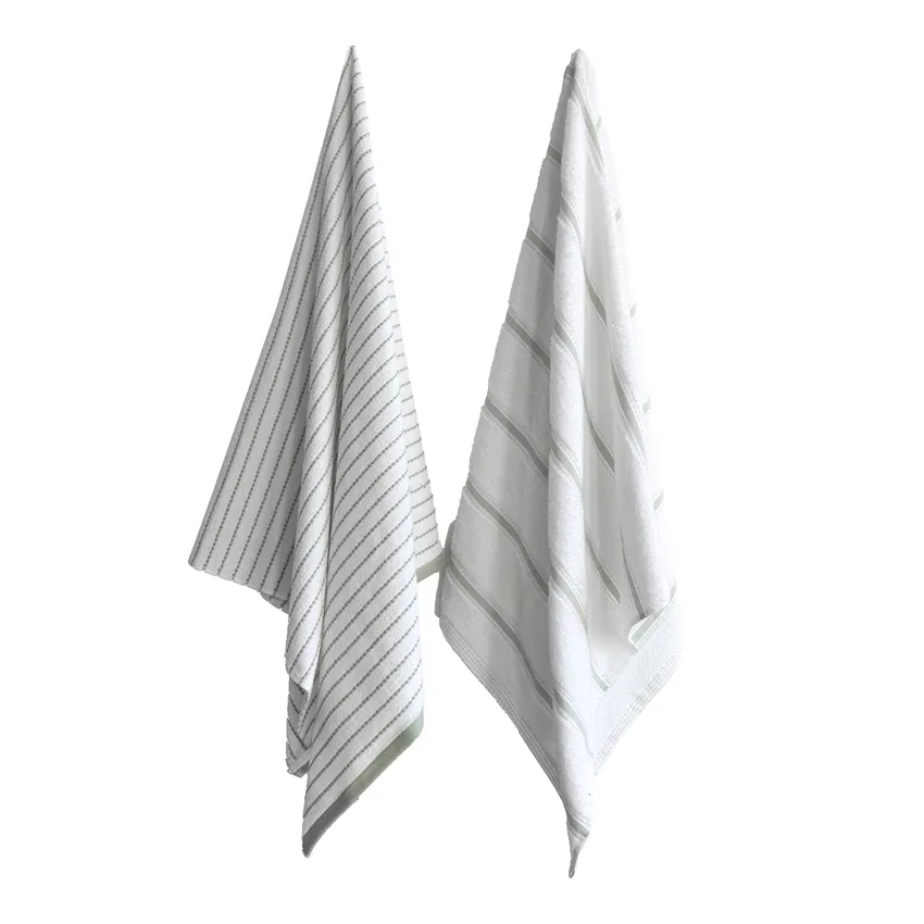 Visby Badhandduk Grön/Vit 70x130 mixade mönster