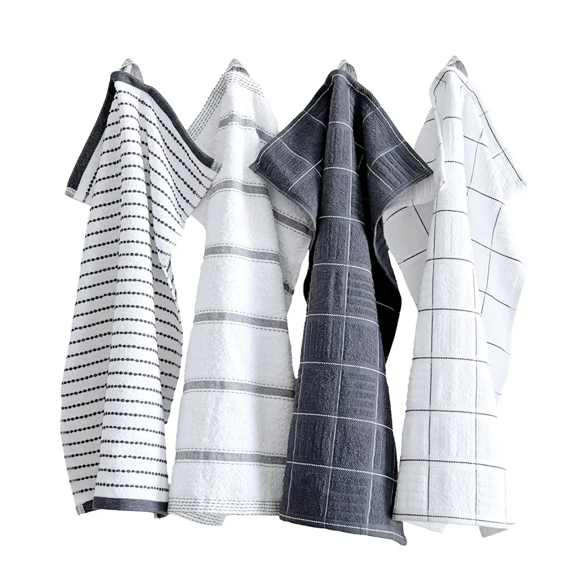 Visby Handduk Grå/Vit 40x60 mixade mönster
