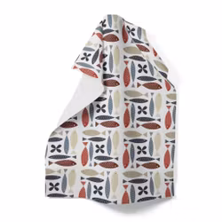 Fina Fisken blå/röd kökshandduk