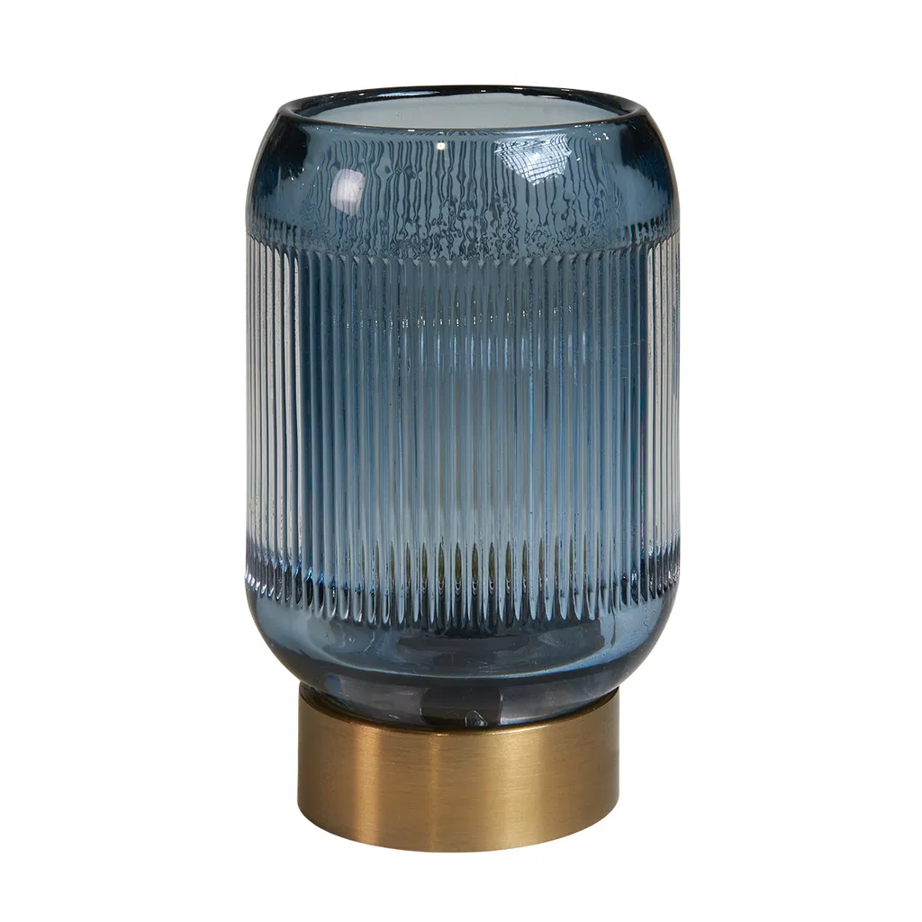Glaslampa batteridriven LED blå 9 x 15 cm