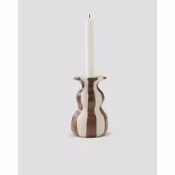 Raia M ljusstake, offwhite/brun Stengodskeramik