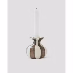 Raia S ljusstake, offwhite/brun Stengodskeramik