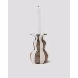 Raia M ljusstake, offwhite/brun – Stengodskeramik