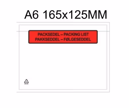 Packsedelsfickor A6 med & utan text.
