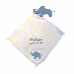 Snuttefilt Med Namn - Elefant Blå