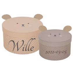 Förvaringsask Med Namn - Teddy, 2-pack