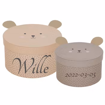 Förvaringsask Med Namn - Teddy, 2-pack