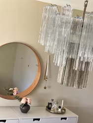 Muranolampa • TUBULAR• MEDIUM • klart & grått glas.