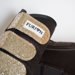 MESH | Furion damasker med glitter, brun/guld L