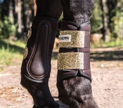 MESH | Furion damasker med glitter, brun/guld XL