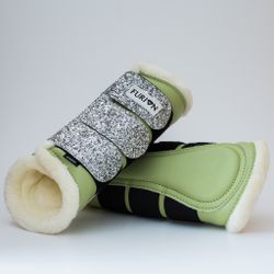 FLUFF | Furion damasker med glitter, grön/silver L