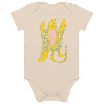 Beige Happy Cheetah Organic Cotton Babybody