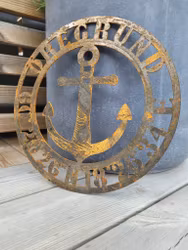 Emblem Öregrund i Cortenstål