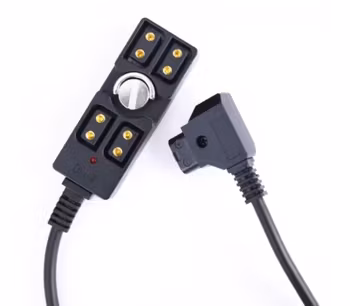 0.5-1m Coiled Male D-TAP to 4 Port Female D-Tap Splitter with 1/4"-20 Screw