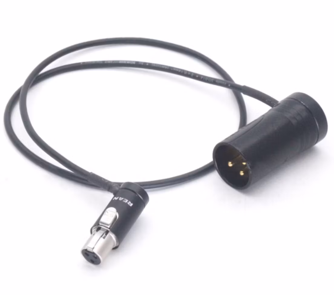 0.5m Short flat XLR 3-pin male to mini TA3F XLR female right-angle audio cable with flat cover XLR