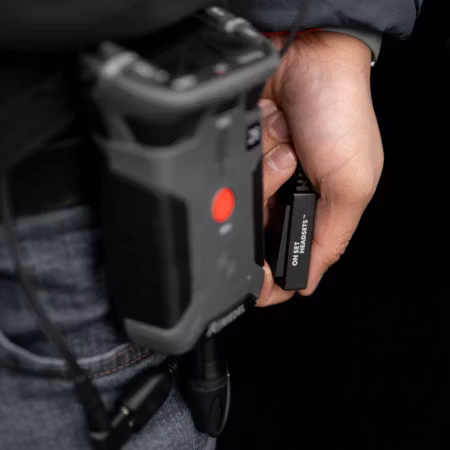 On Set Headsets Live Comms Adapter, For 4-Pin XLR and Motorola, connects to any 2-Pin Surveillance Headset and turns it into a Live Comms Pro - This allows monitoring of top wireless comms like Clear-