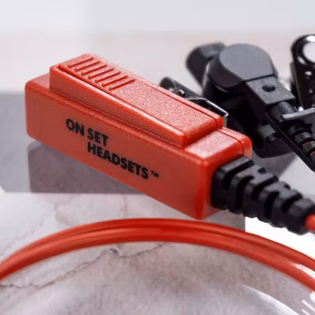 On Set Headsets RED Dragon for Motorola, Kevlar reinforced cable assembly, H2O resistant mic, Medical grade (hypoallergenic) silica. The FilmPro is a High Quality Walkie Talkie Headset. Built to take 