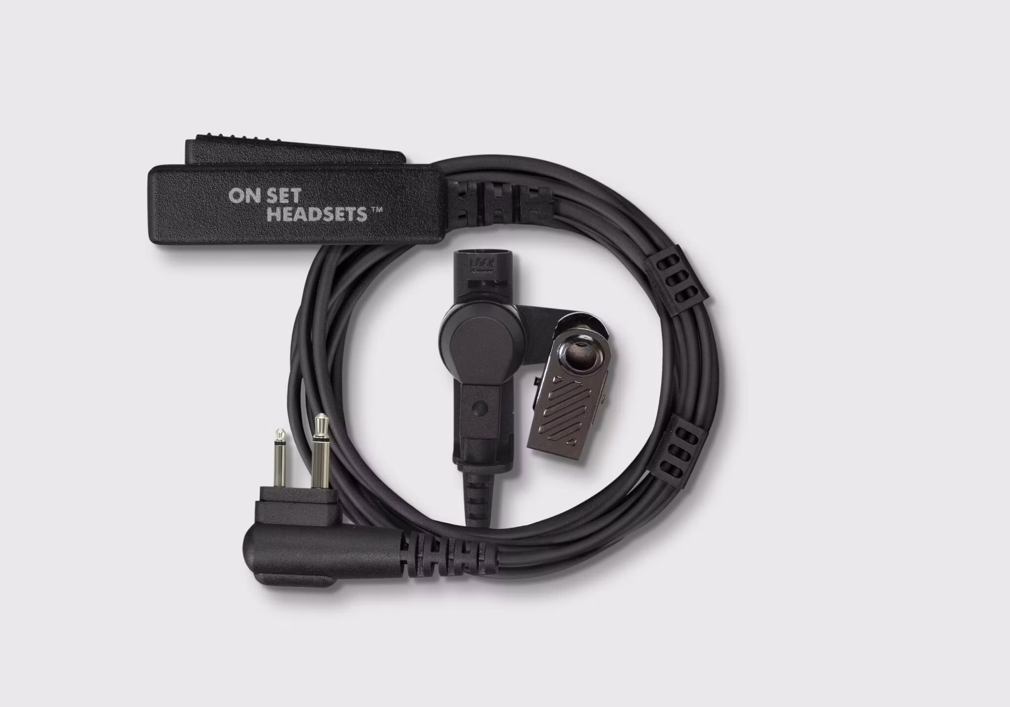 On Set Headsets Black for Motorola, Kevlar reinforced cable assembly, H2O resistant mic, Medical grade (hypoallergenic) silica. The FilmPro is a High Quality Walkie Talkie Headset. Built to take on 10