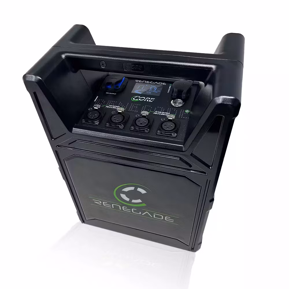 CORE RENEGADE Mobile Power Station, 777wh LiFEPO4 battery system, 15v/28v/48v outputs Includes PFQ8 External Charger and IEC Power Cable