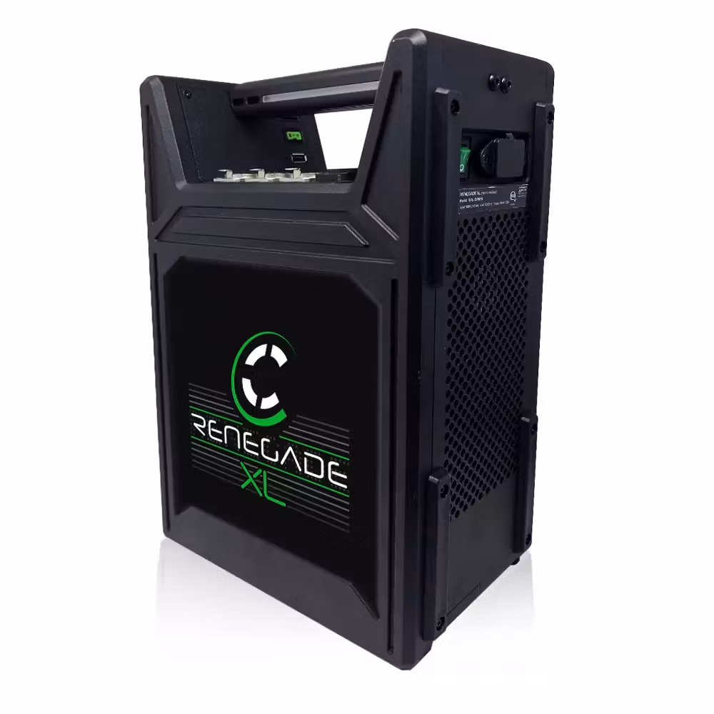 CORE RENEGADE XL Mobile Power Station, 1376wh Li-ion battery system, 15v/28v/48v outputs, 2x ptap and USB Color OLED Display and  includes IEC Power Cable for internal charger