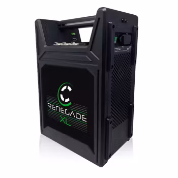 CORE RENEGADE XL Mobile Power Station, 1376wh Li-ion battery system, 15v/28v/48v outputs, 2x ptap and USB Color OLED Display and  includes IEC Power Cable for internal charger
