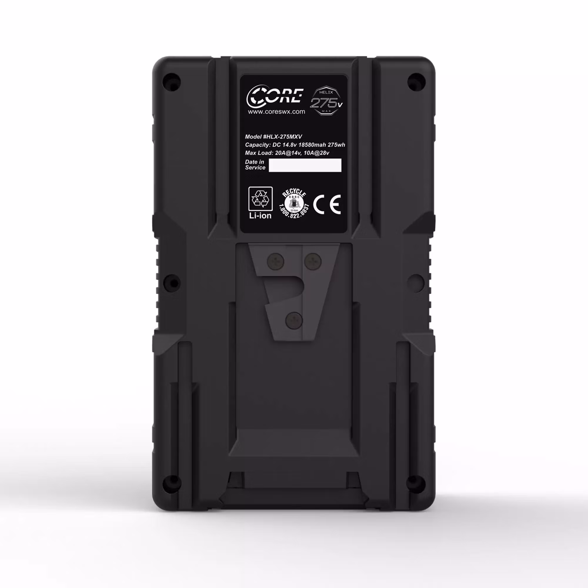 CORE Helix275max, 14.4v/28.8v, 275wh V-mount battery pack, LCD and w/ ptap and USB, , 20A Max Load
