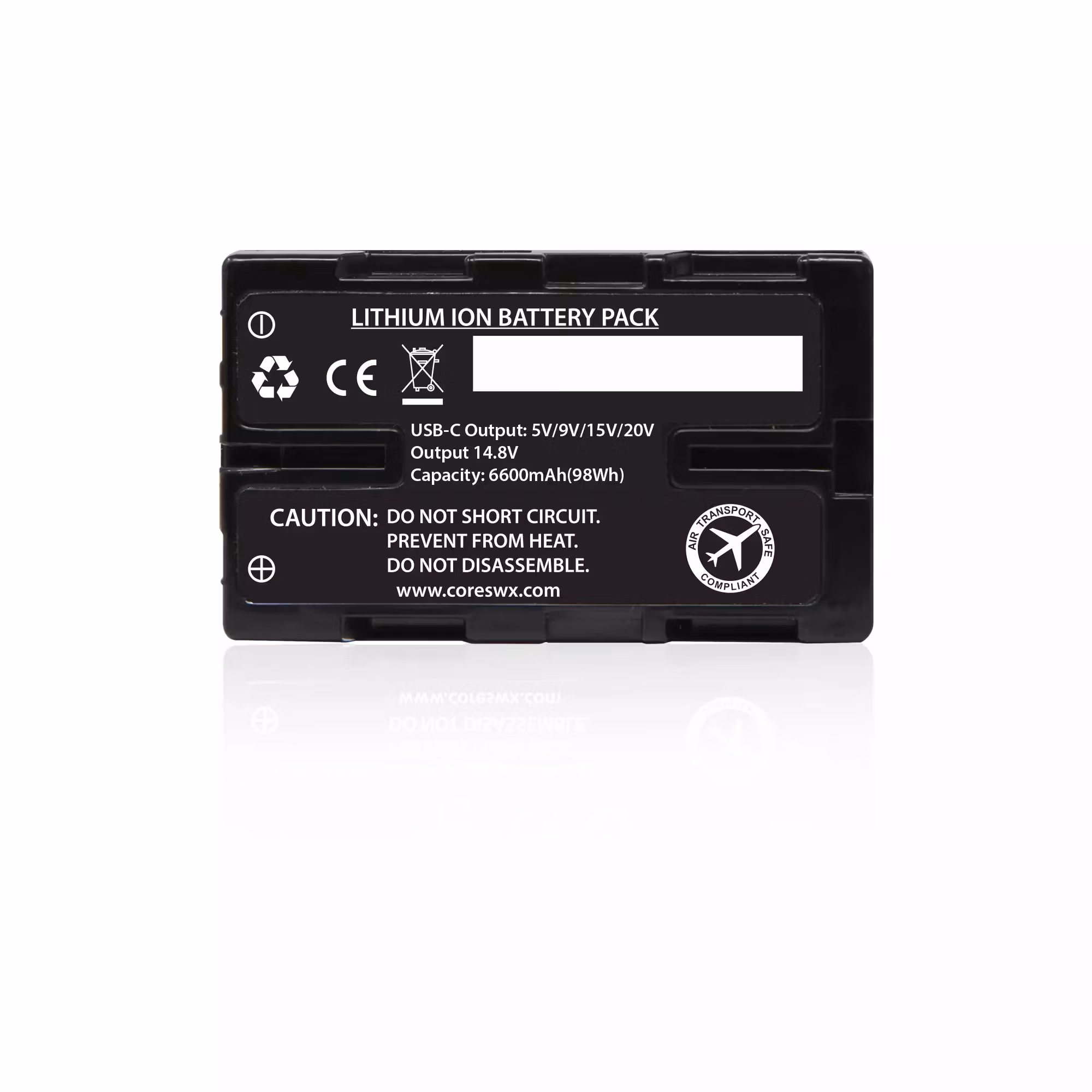 CORE 98wh, 14.8v, 6600mah HDV Battery w/ 4 LED Gauge with PTap and 45w USB-C PD Nano M series For Select Sony Camcorders, BPU replacement