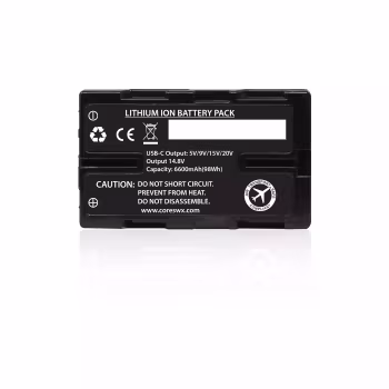 CORE 98wh, 14.8v, 6600mah HDV Battery w/ 4 LED Gauge with PTap and 45w USB-C PD Nano M series For Select Sony Camcorders, BPU replacement